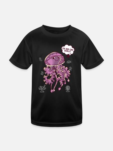 Ich bin eine Qualle Karneval Kostüm Fasching Meer - Kinder Funktions-T-Shirt - Schwarz - Vorne