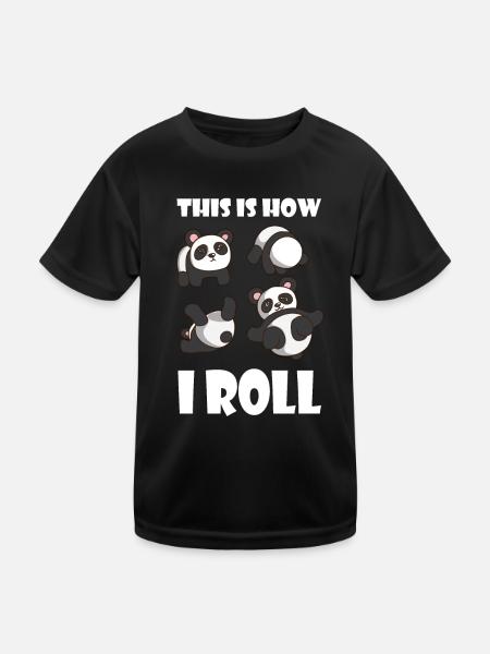 This is How i Roll Panda Panda Bear Fitness Animals - Kids Functional T-Shirt - black - Front