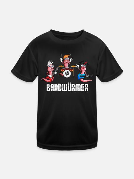 Lustige Bandwürmer Musiker Musikliebhaber Musik - Kinder Funktions-T-Shirt - Schwarz - Vorne