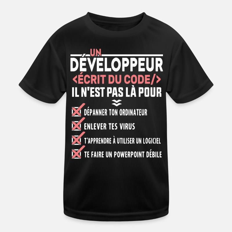 Un Développeur Écrit du Code Cadeau - T-shirt sport Enfant - noir