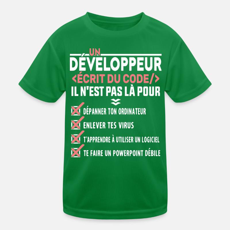 Un Développeur Écrit du Code Cadeau T-shirt sport Enfant
