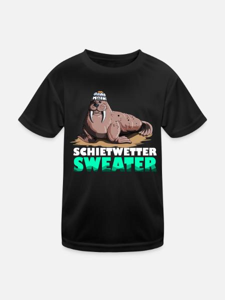 Walross Leuchtturm Norddeutsche Schietwetter - Kinder Funktions-T-Shirt - Schwarz