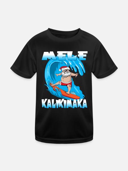 Mele Kalikimaka Christmas in Hawaii Santa Claus - Kids Functional T-Shirt - black - Front