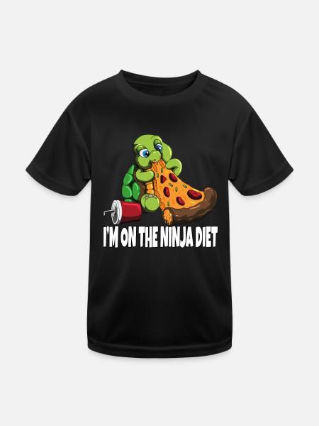 Pizza Turtle Fun Funny Diets Design - T-shirt sport Enfant - noir - Devant