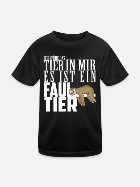 Ich spüre das Tier in mir Es ist ein Faultier Faul - Kinder Funktions-T-Shirt - Schwarz - Vorne