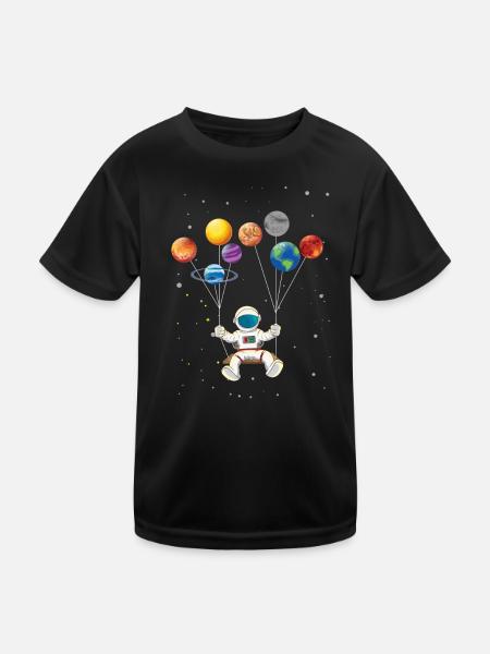 Galaxie Astronauten Erde Plantenschaukel Weltraum - Kinder Funktions-T-Shirt - Schwarz - Vorne