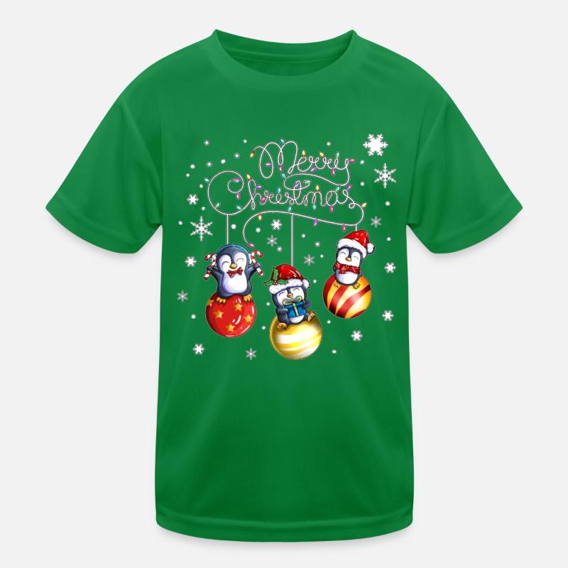 Merry Christmas Pinguin Weihnachtskugeln Xmas Kinder Funktions-T-Shirt