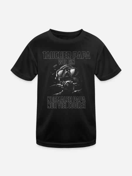 Sporttaucher Dad toller Vater Papa Tauchershirt - Kinder Funktions-T-Shirt - Schwarz - Vorne