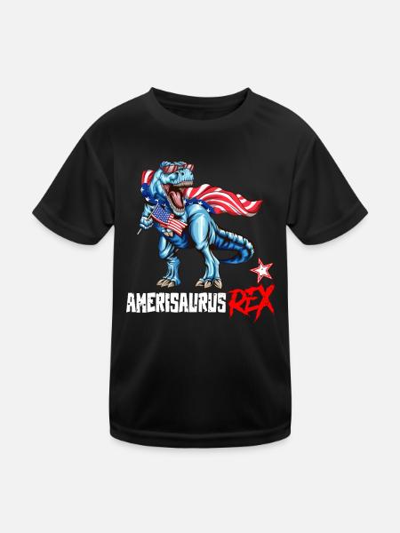 Tyrannosaurus Rex Amerika Verkleidung 4. Juli - Kinder Funktions-T-Shirt - Schwarz - Vorne