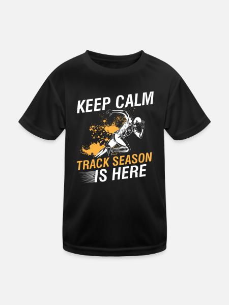 Leichtathletik Maßband Feldschuhe Track Season - Kinder Funktions-T-Shirt - Schwarz - Vorne