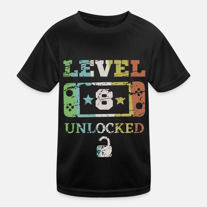 Level 8 unlocked - Kids Functional T-Shirt - black