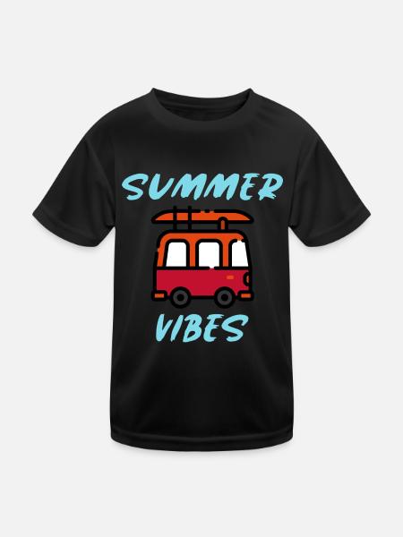 Summer vibes | Summer is here, Summer beach - Kids Functional T-Shirt - black - Front