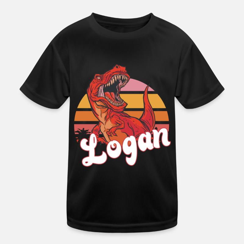 LOGAN - Beautiful boy name with T-REX Dino Kids Functional T-Shirt