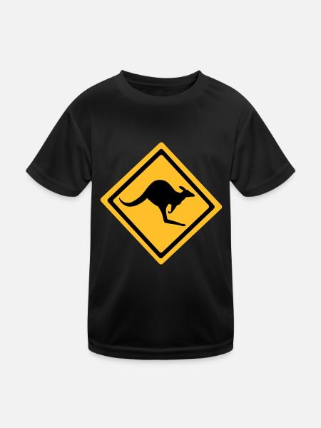 Australian Kangaroo Anmelden - Kinder Funktions-T-Shirt - Schwarz - Vorne