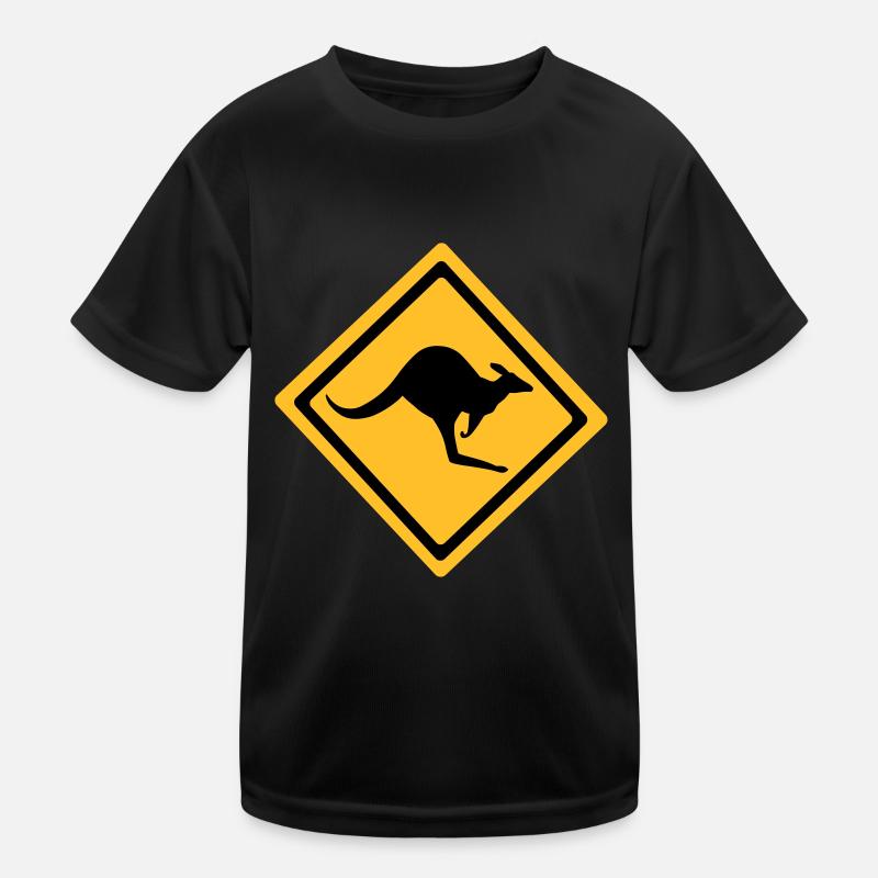 Australian Kangaroo Anmelden - Kinder Funktions-T-Shirt - Schwarz