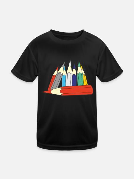 Buntstifte - Kinder Funktions-T-Shirt - Schwarz