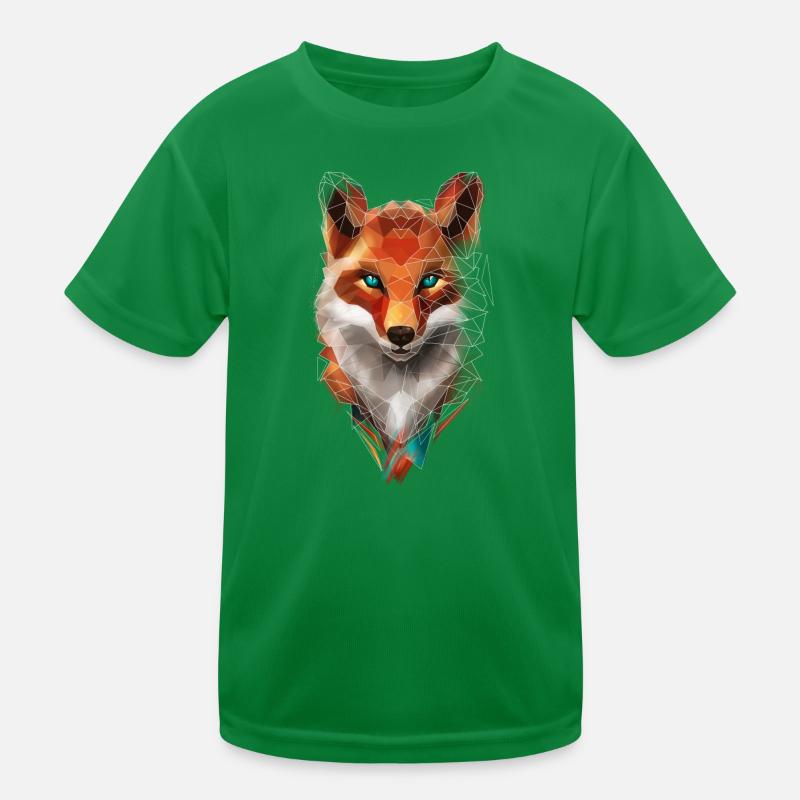 Low Poly Art Fox Wild Animal Geometric Polygon Kids Functional T-Shirt