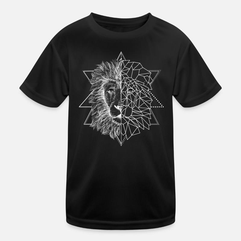 Tatouage blanc inspiré du | de lion Low Poly Art T-shirt sport Enfant