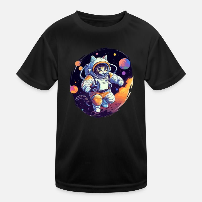 Cat Space Astro Kids Functional T-Shirt