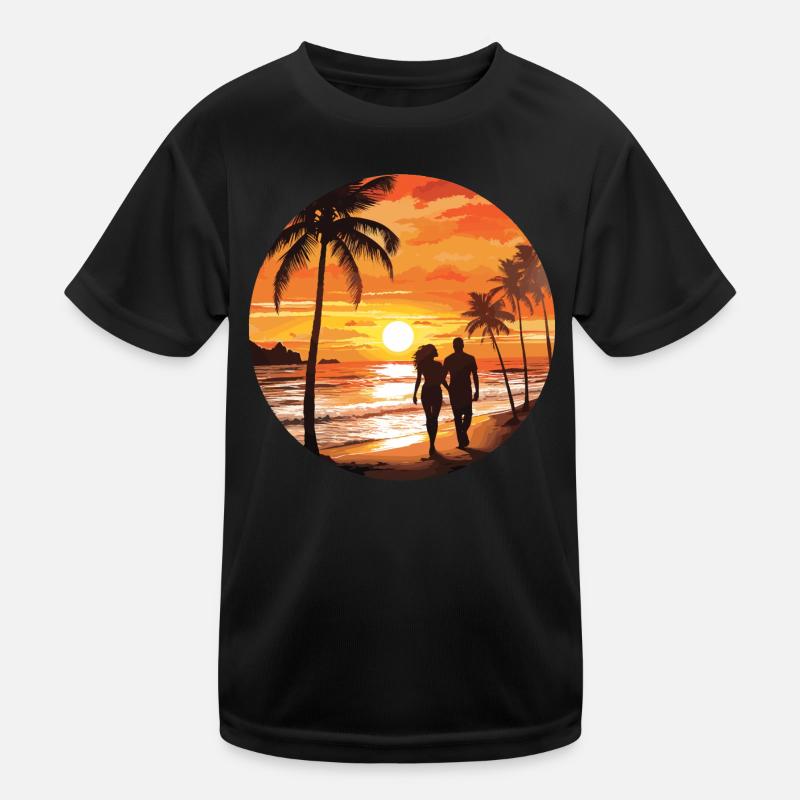 Beach Romantic Couple Kids Functional T-Shirt