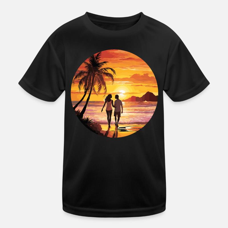 Strand Romantisches Paar Kinder Funktions-T-Shirt