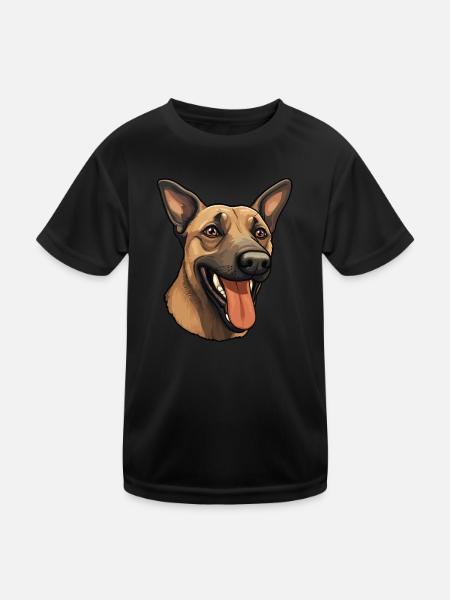 Malinois Hundegesicht Belgischer Schäferhund - Kinder Funktions-T-Shirt - Schwarz - Vorne