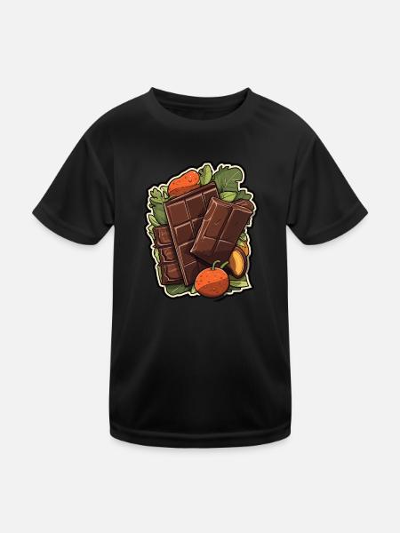 Schokolade - Minimalistischer Genuss - Kinder Funktions-T-Shirt - Schwarz - Vorne