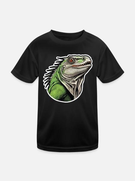 Leguan - Verzauberte Wildnis - Kinder Funktions-T-Shirt - Schwarz