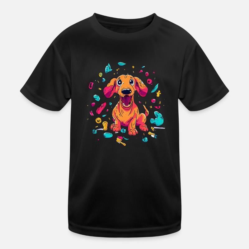 Verspielter Dackelwelpen-Unfug Kinder Funktions-T-Shirt