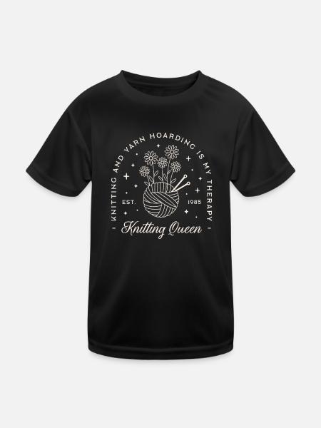 Knitting is my therapy - Kids Functional T-Shirt - black