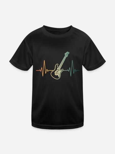 Gitarre Herzschlag Gitarrist Musiker Shirt - Kinder Funktions-T-Shirt - Schwarz