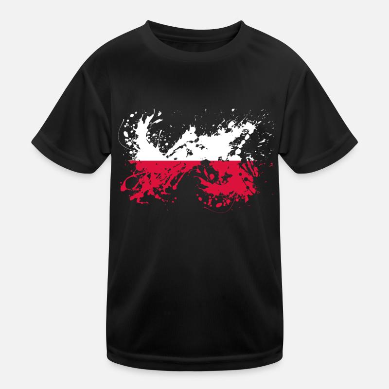 Pologne Drapeau polonais Drapeau Taches de couleur T-shirt sport Enfant
