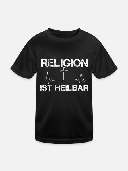 Religion ist heilbar - Kinder Funktions-T-Shirt - Schwarz - Vorne
