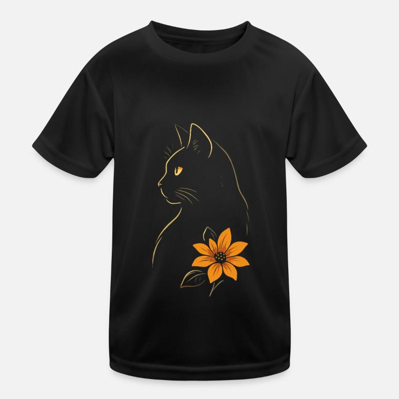 Chat Dessiné Fleur T-shirt sport Enfant