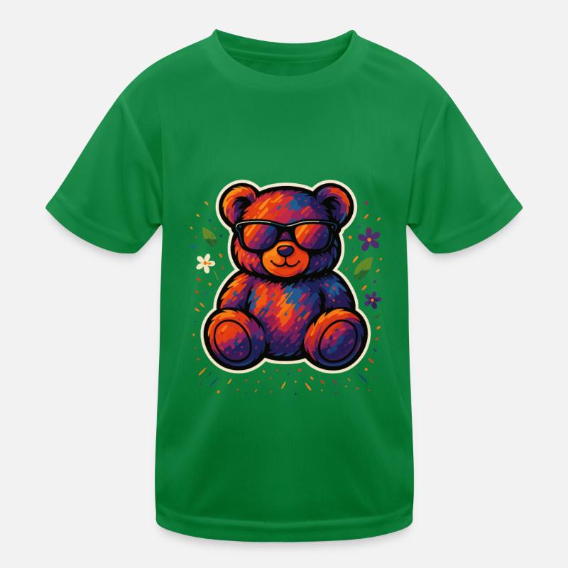 Cooler Bunter Bär mit Sonnenbrille Kinder Funktions-T-Shirt