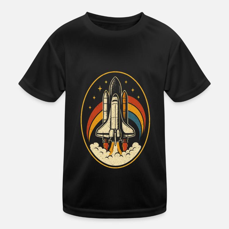 Retro Space Shuttle – Raketenstart Vintage Kinder Funktions-T-Shirt