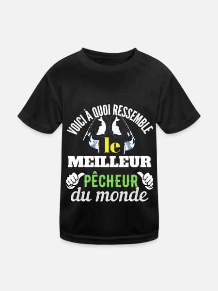 idée Cadeau de t-shirt à offrir à un pêcheur - T-shirt sport Enfant - noir - Devant