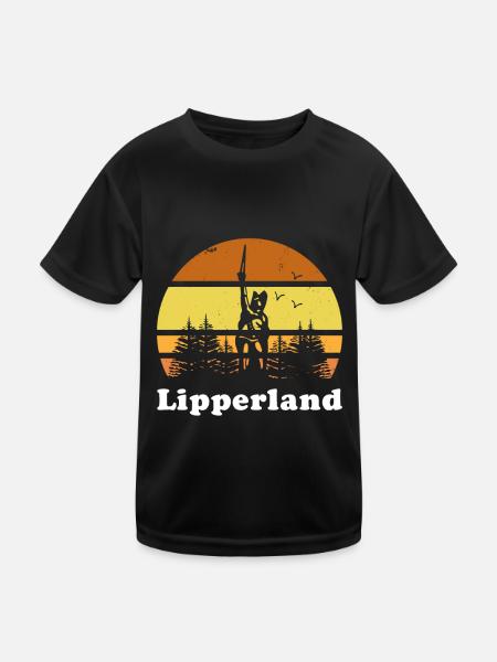 Lippe Lipperland Hermannsdenkmal Detmold Lemgo - Kinder Funktions-T-Shirt - Schwarz - Vorne