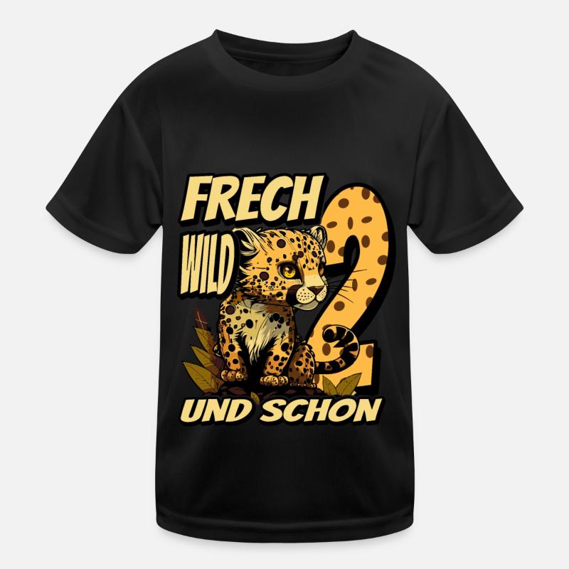 2. Kindergeburtstags Party Leopard Wild und Frech Kinder Funktions-T-Shirt