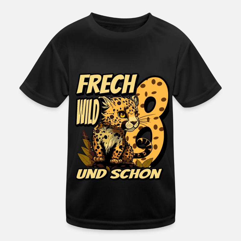 8. Kindergeburtstags Party Leopard Wild und Frech Kinder Funktions-T-Shirt