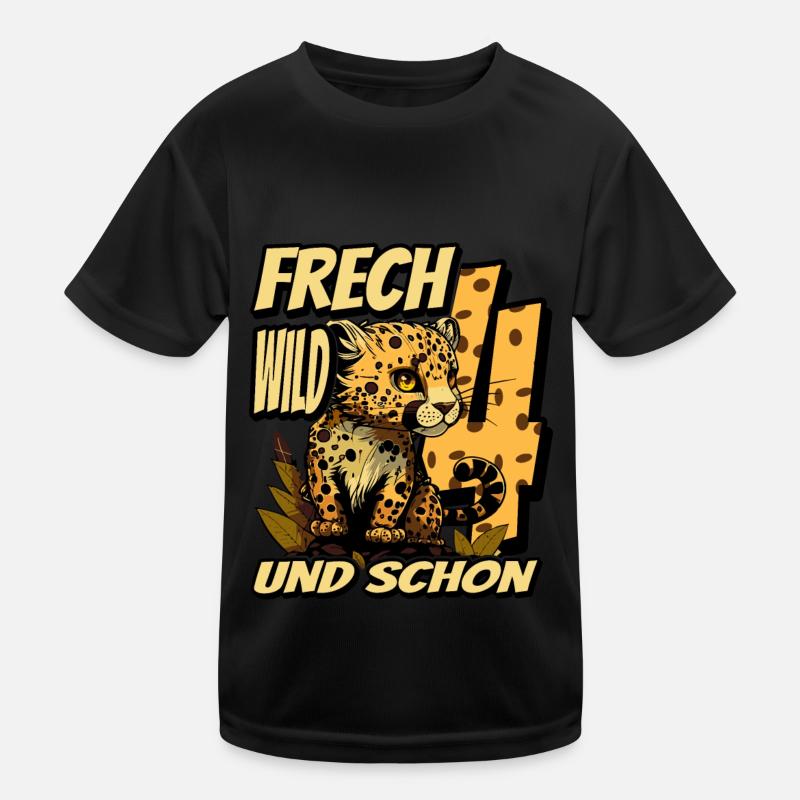 4. Kindergeburtstags Party Leopard Wild und Frech Kinder Funktions-T-Shirt