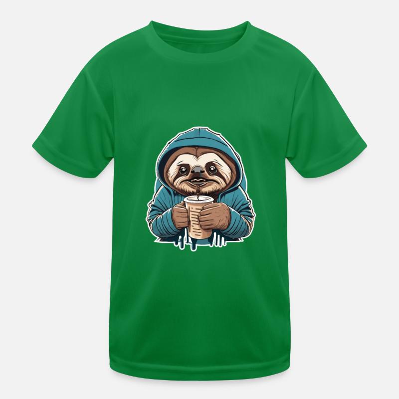 Sloth Coffee Morning Grouch Sloth Kids Functional T-Shirt