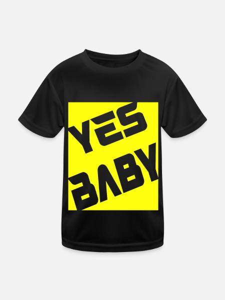 Yes Baby - Kinder Funktions-T-Shirt - Schwarz - Vorne