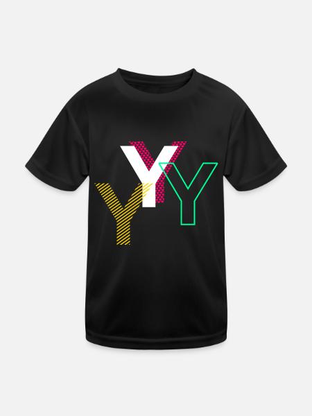 Y Letter - Kids Functional T-Shirt - black - Front