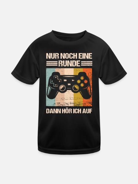 Zocken Zocker Gaming controller Gamer Spruch - Kinder Funktions-T-Shirt - Schwarz - Vorne