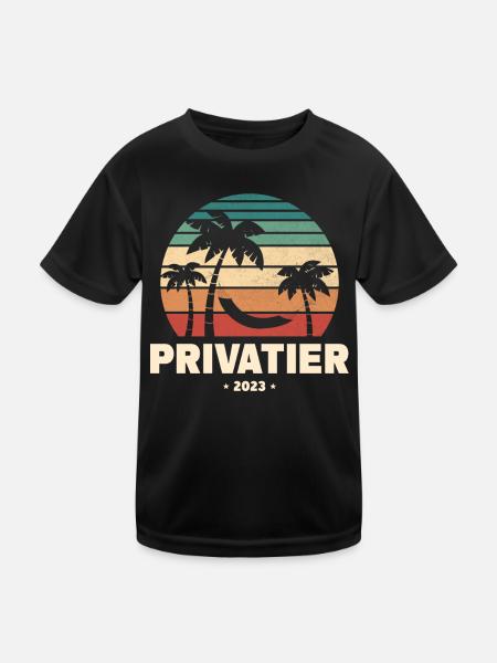 Privatier 2023 - Kinder Funktions-T-Shirt - Schwarz - Vorne