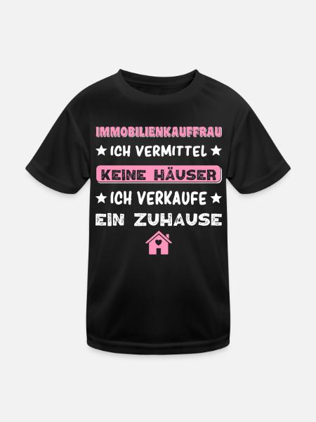 Spruch Immobilienkauffrau Immobilien Maklerin - Kinder Funktions-T-Shirt - Schwarz - Vorne