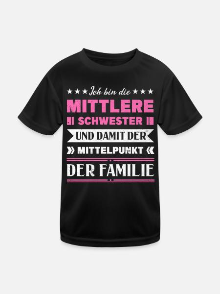 Mittelkind Sandwichkind Mittlere Schwester - Kinder Funktions-T-Shirt - Schwarz - Vorne