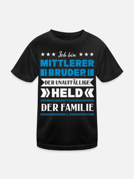 Mittelkind Sandwichkind Mittlerer Bruder - Kinder Funktions-T-Shirt - Schwarz - Vorne
