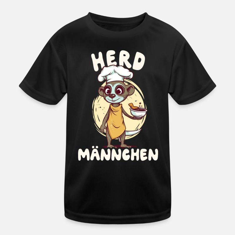 Herdmännchen Erdmännchen Koch - Kinder Funktions-T-Shirt - Schwarz
